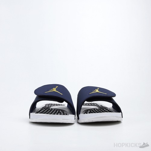 Air Jordan Hydro V Retro Obsidian Navy Blue White Slides