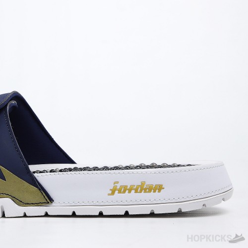 Air Jordan Hydro V Retro Obsidian Navy Blue White Slides