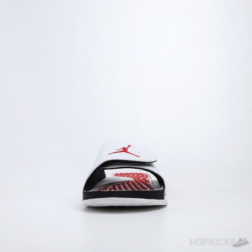 Air Jordan Hydro 5 Retro White Fire Red Slides 