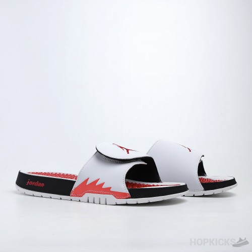 Air Jordan Hydro 5 Retro White Fire Red Slides 