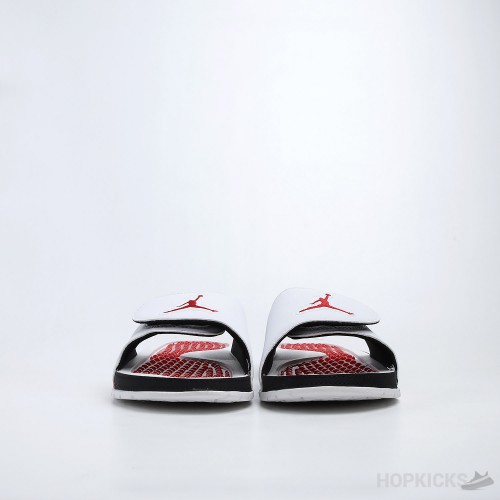 Air Jordan Hydro 5 Retro White Fire Red Slides 