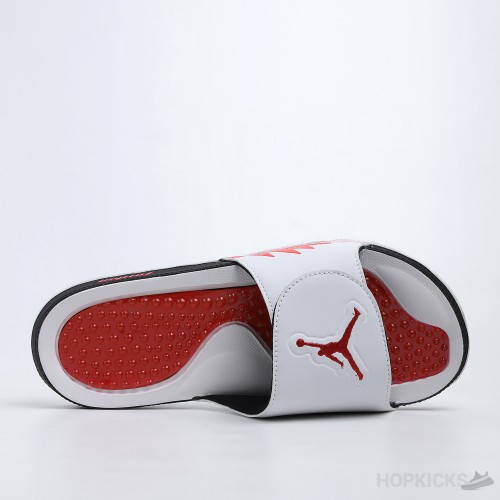 Air Jordan Hydro 5 Retro White Fire Red Slides 