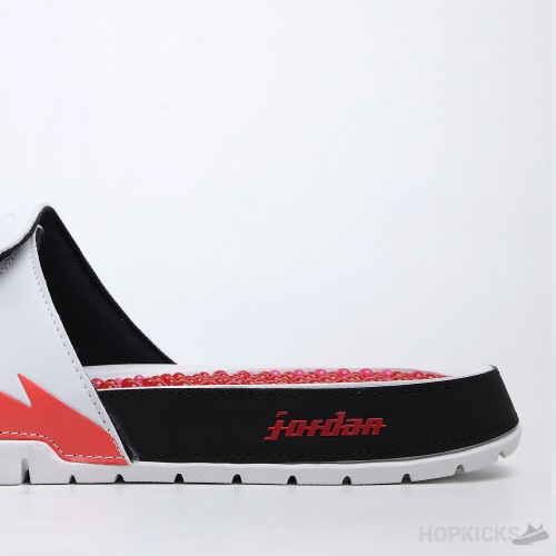 Air Jordan Hydro 5 Retro White Fire Red Slides 