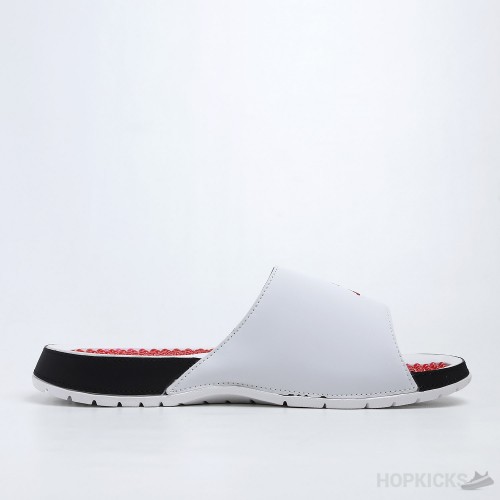 Air Jordan Hydro 5 Retro White Fire Red Slides 