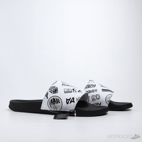 Adilette Cloud White Core Black Slides 