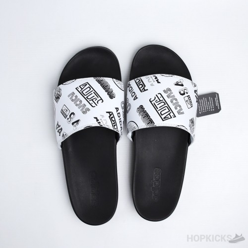 Adilette Cloud White Core Black Slides 