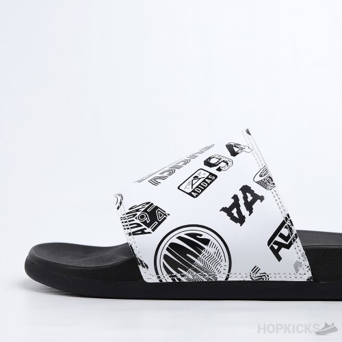 Adilette Cloud White Core Black Slides 