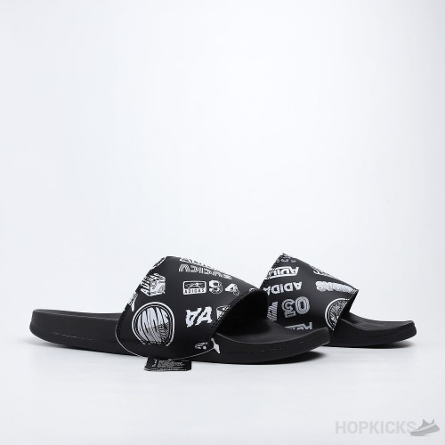 Adilette Core Black Cloud White Slides 