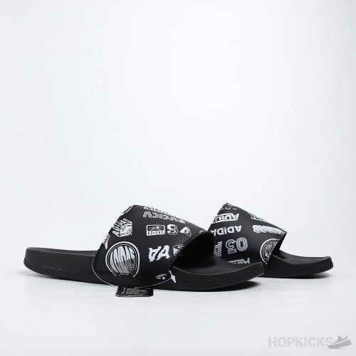 Adilette Core Black Cloud White Slides 