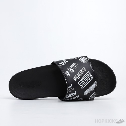 Adilette Core Black Cloud White Slides 