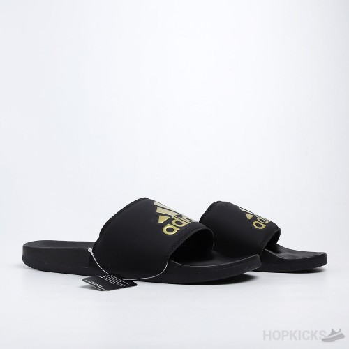 Adilette Gold Metallic Core Black Slides 