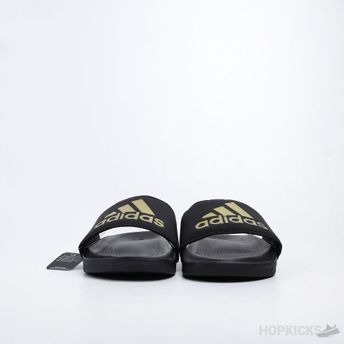 Adilette Gold Metallic Core Black Slides 