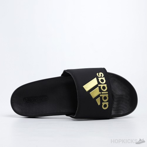 Adilette Gold Metallic Core Black Slides 