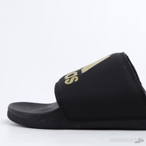 Adilette Gold Metallic Core Black Slides 