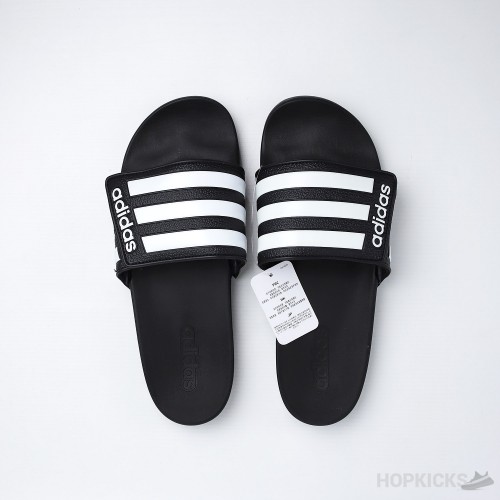 Adilette Core Black White Stripes Slides 