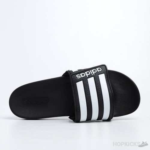 Adilette Core Black White Stripes Slides 