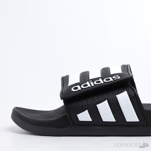 Adilette Core Black White Stripes Slides 