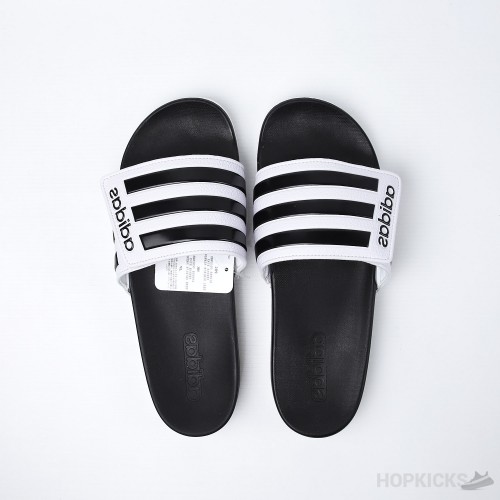 Adilette Core White Black Stripes Slides 