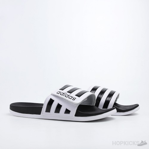 Adilette Core White Black Stripes Slides 