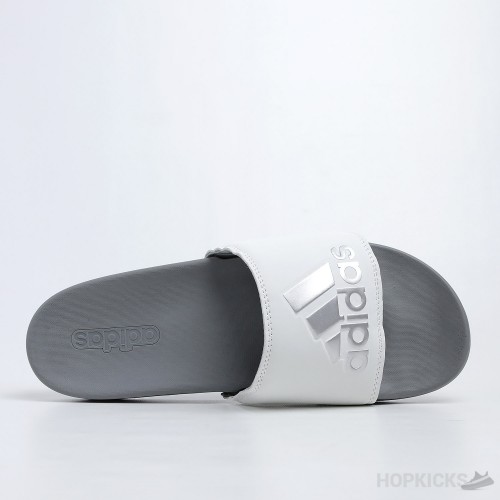 Adilette White Grey Slides