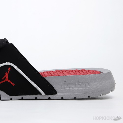 Air Jordan Hydro 4 Black Fire Red Cement Grey Slides