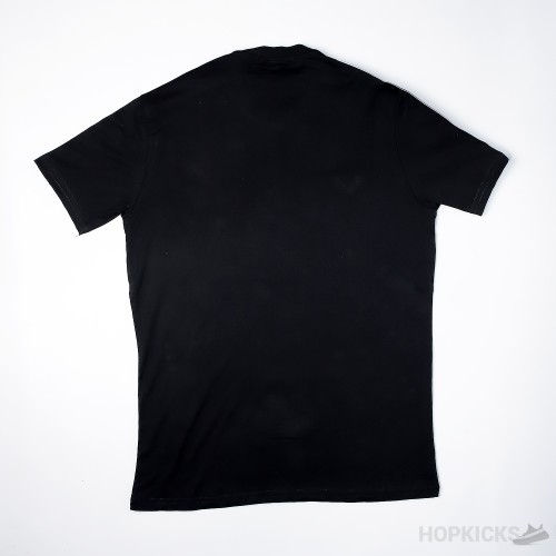 Prada Triangle Logo With Shoulder Stripes Black T-Shirt 