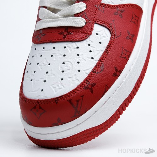 LV x  Air Force 1 Low By Virgil Abloh White Red ( Premium Plus Batch)