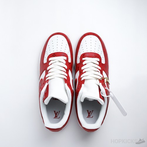 LV x  Air Force 1 Low By Virgil Abloh White Red ( Premium Plus Batch)