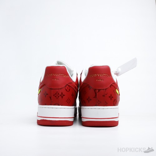 LV x  Air Force 1 Low By Virgil Abloh White Red ( Premium Plus Batch)