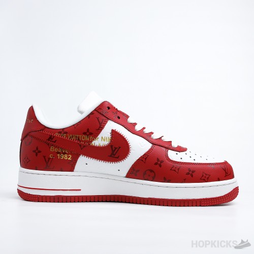 LV x  Air Force 1 Low By Virgil Abloh White Red ( Premium Plus Batch)