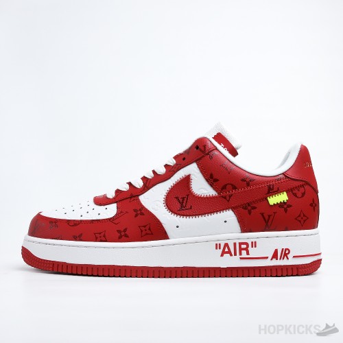 LV x  Air Force 1 Low By Virgil Abloh White Red ( Premium Plus Batch)