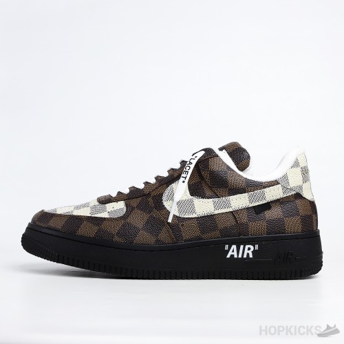 Nike Air Force 1 Low Louis Vuitton Monogram Brown Damier Azur Review On  Foot 