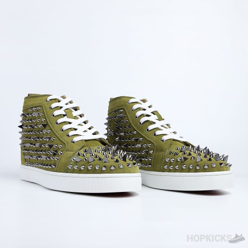 CL Green Suede Multi Level Spiked High Top