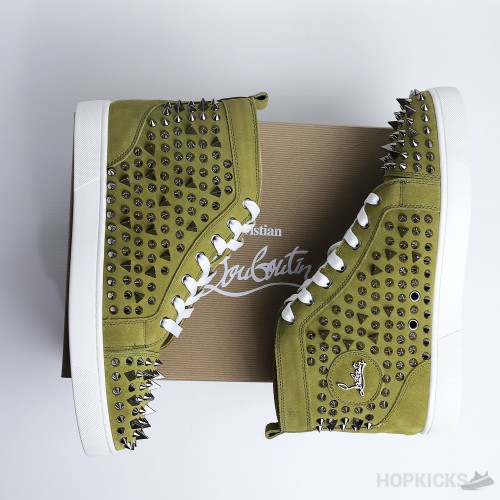 CL Green Suede Multi Level Spiked High Top