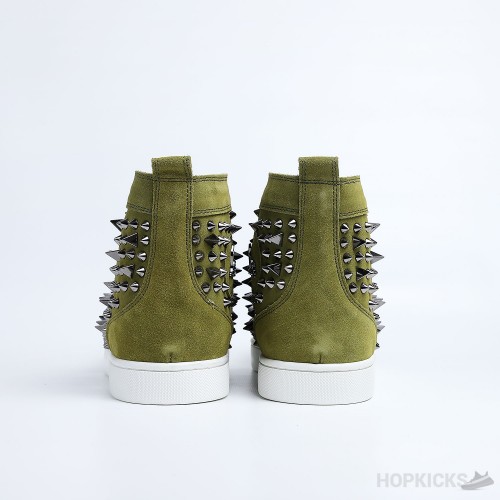 CL Green Suede Multi Level Spiked High Top