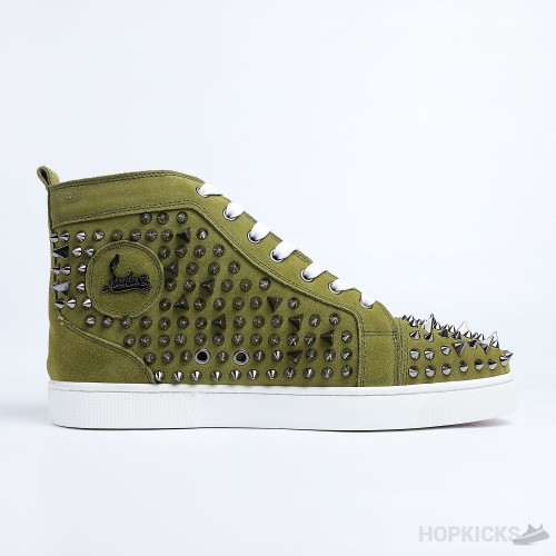CL Green Suede Multi Level Spiked High Top