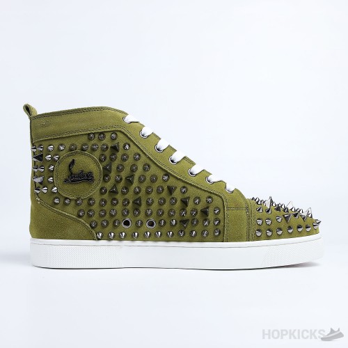 CL Green Suede Multi Level Spiked High Top