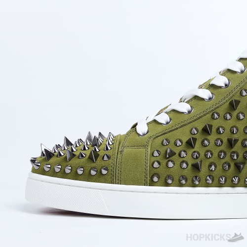 CL Green Suede Multi Level Spiked High Top