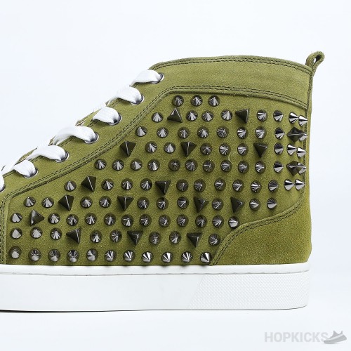 CL Green Suede Multi Level Spiked High Top