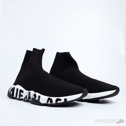 Bale*ciaga Speed Graffiti Trainer Black White