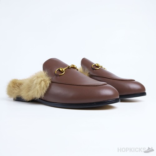 Gucci Princetown furr Loafers Bordeaux