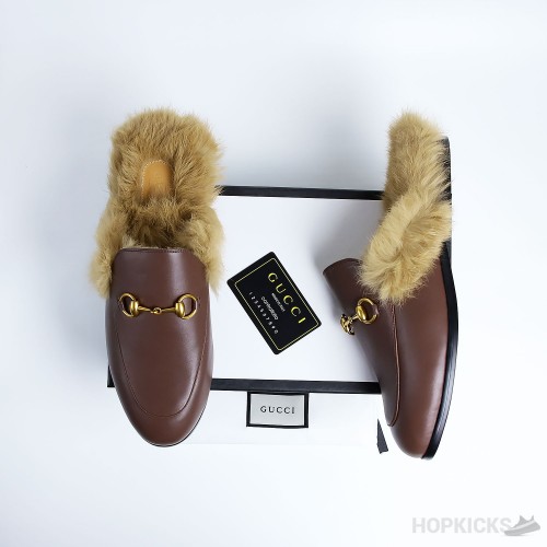 Gucci Princetown furr Loafers Bordeaux