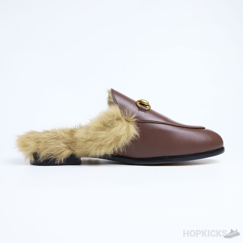 Gucci Princetown furr Loafers Bordeaux