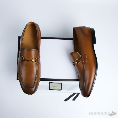Gucci Jordaan Leather Loafer Brown