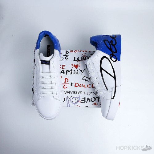 D&G White Blue Portofino Sneakers