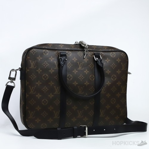 L*V Briefcase Porte Documents Voyage Monogram Black Brown