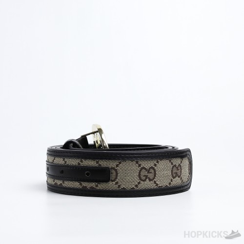 GG Signature Striped Black Gold Buckle Belt