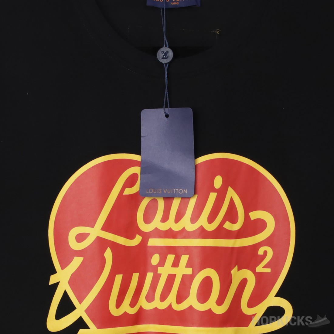 Louis Vuitton Intarsia Jacquard Heart Crewneck dark ocean tee shirt sz L