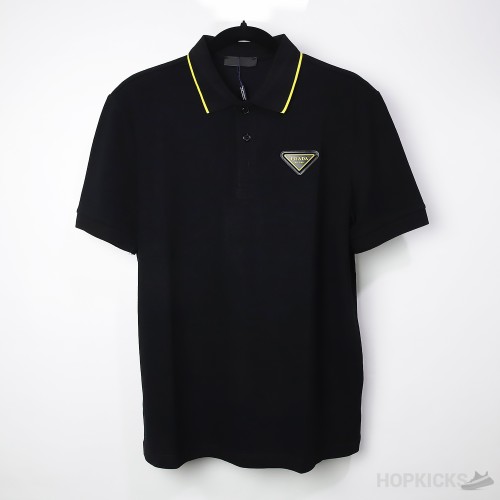 Pr*da Logo Black Yellow Polo Shirt