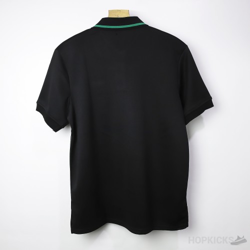 Pr*da Logo Green Neck Polo Shirt Black 